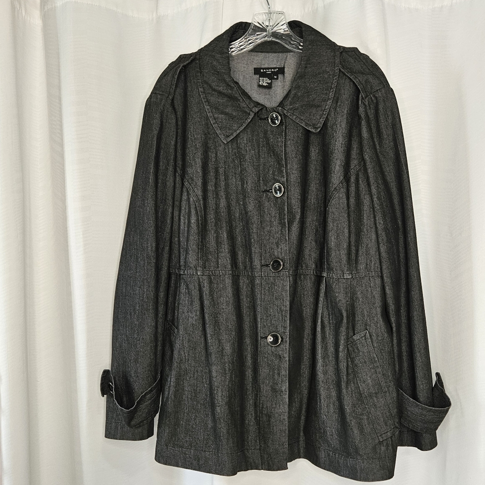 Sandro Woman lightweight dark wash denim jacket size 1X READ